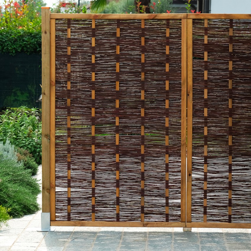 Panel de privacidad para jardín en madera de sauce trenzada 115x180cm Promoción