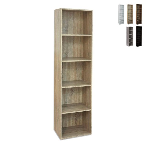 Librería alta de madera 5 estantes salón oficina 40x172 cm Darren