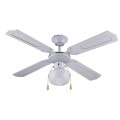 Ventilador de techo blanco con luz Ventilador de madera de 4 aspas 105cm Salig Promoción