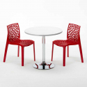 Mesa Redonda Blanca 70x70 cm con Base de Acero y 2 Sillas De Colores Gruvyer Long Island 