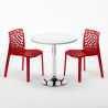 Mesa Redonda Blanca 70x70 cm con Base de Acero y 2 Sillas De Colores Gruvyer Long Island 