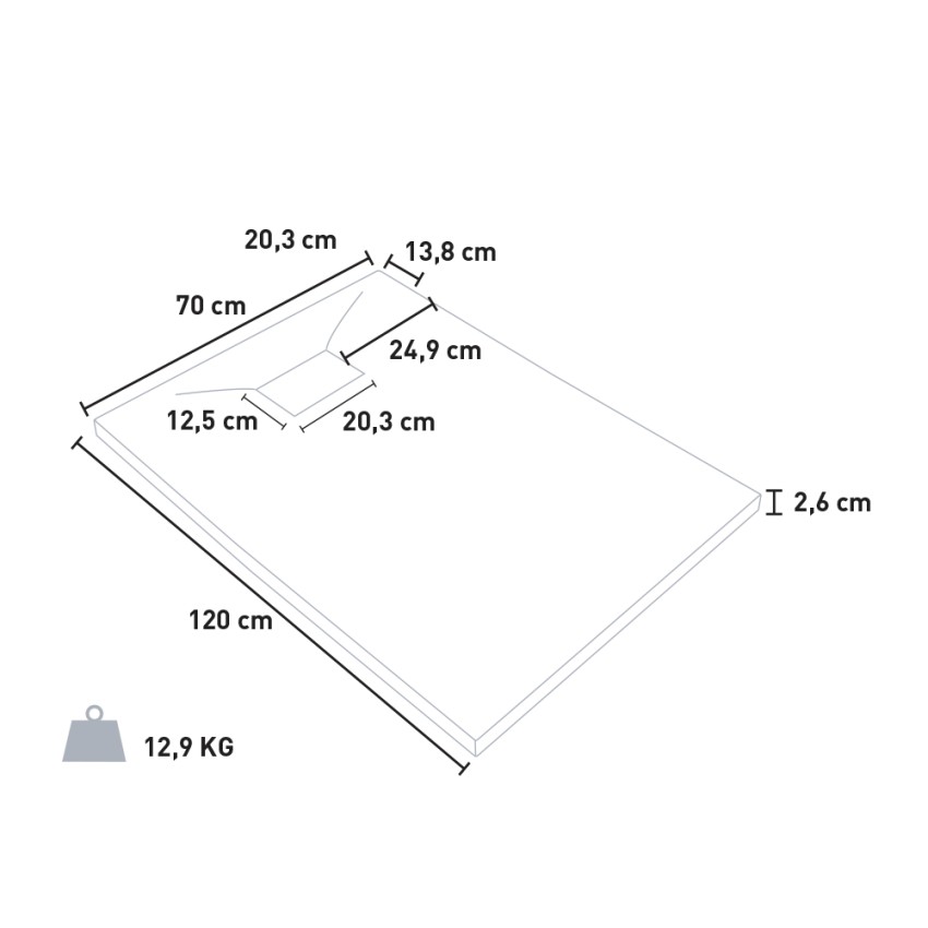 Plato ducha rectangular Resina 110x70 cm blanco