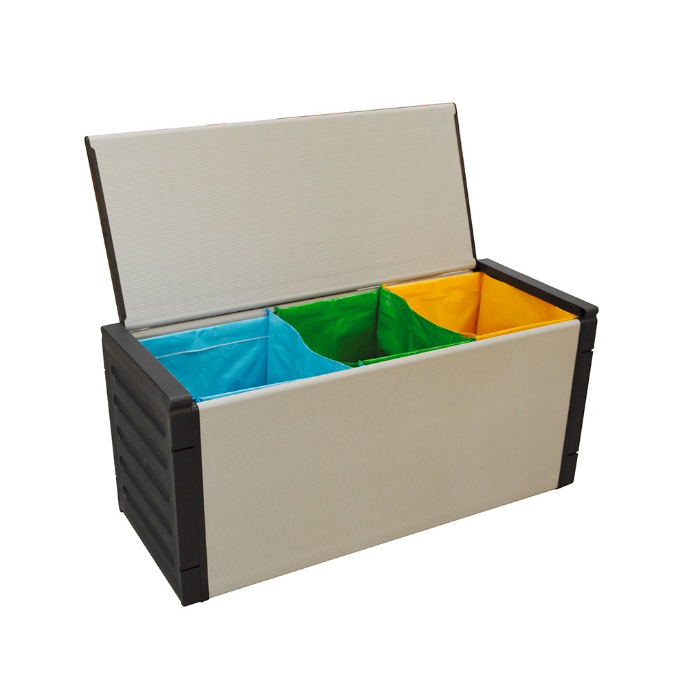 Cubo de basura exterior con 3 bolsas para reciclaje Transparente