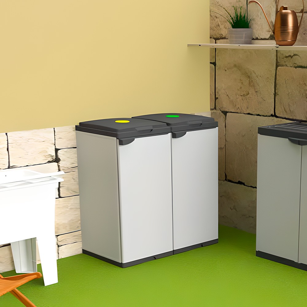 Cubo de basura con 2 portabolsas Mr.C Bis