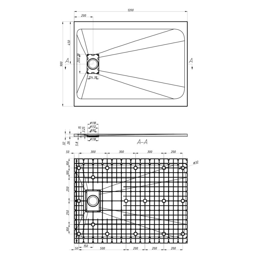 Plato de ducha rectangular moderno 120x80 efecto terciopelo