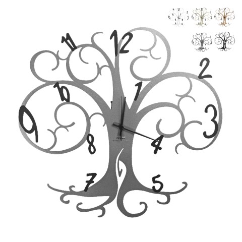 Reloj de pared artesanal de metal Tree Of Life 60x55cm Ceart Promoción