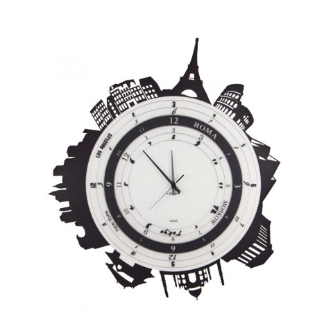 Ceart City Reloj de pared redondo moderno de cristal y metal Promoción