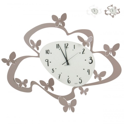 Reloj de pared moderno de metal y cristal hecho a mano Mariposas Ceart Promoción