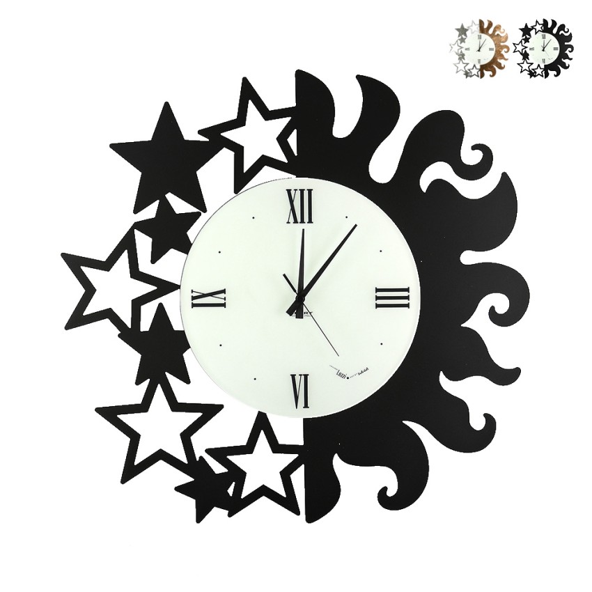 Reloj de pared redondo de metal hecho a mano Sol y Estrellas Ceart Venta Reloj de pared redondo de metal hecho a mano Sol y Estrellas Ceart Venta