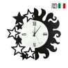 Reloj de pared redondo de metal hecho a mano Sol y Estrellas Ceart Descueto