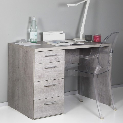 Escritorio de oficina moderno con 4 cajones para teletrabajo color gris KimDesk GS Promoción