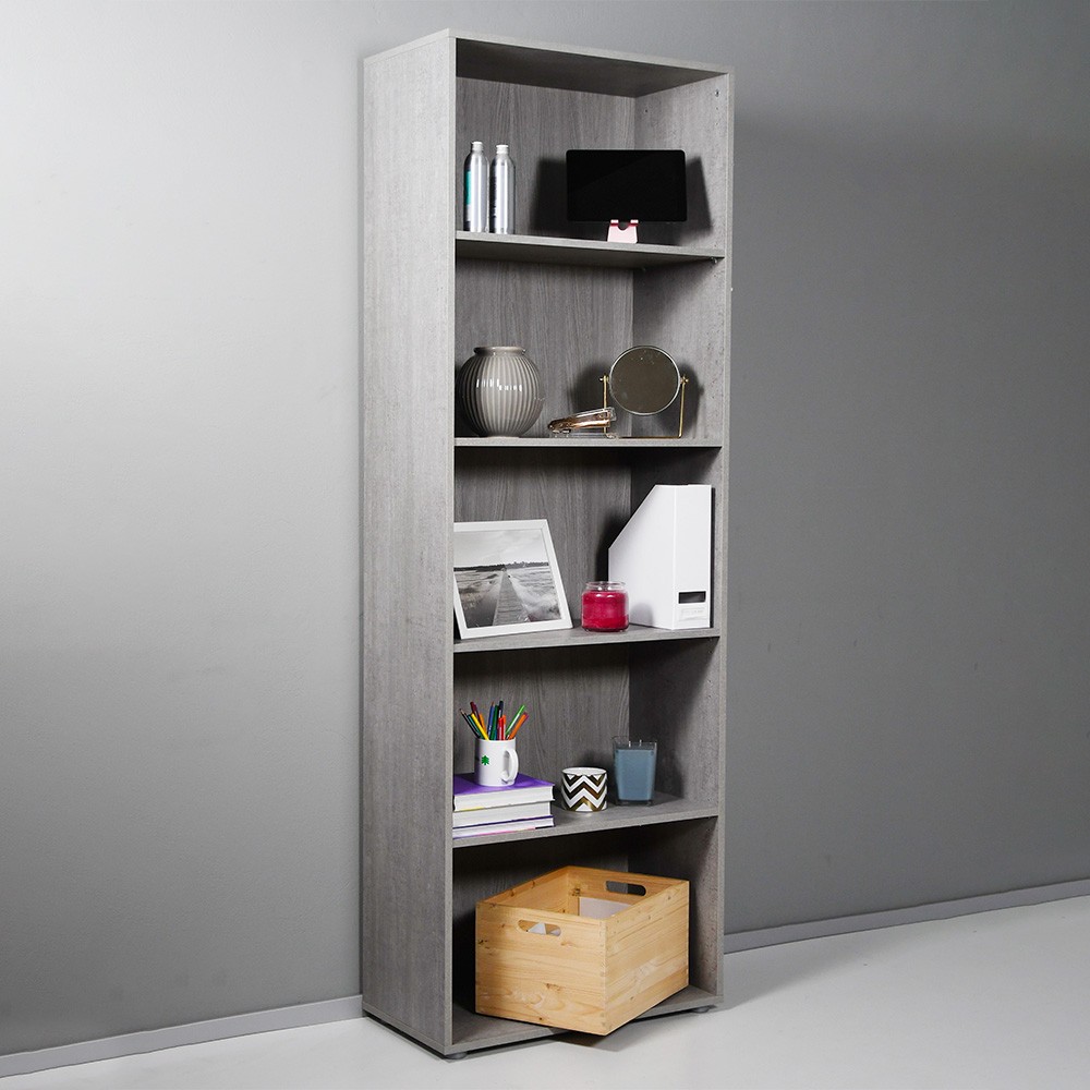 Estantería alta de oficina gris 5 compartimentos estantes ajustables Kbook 5GS