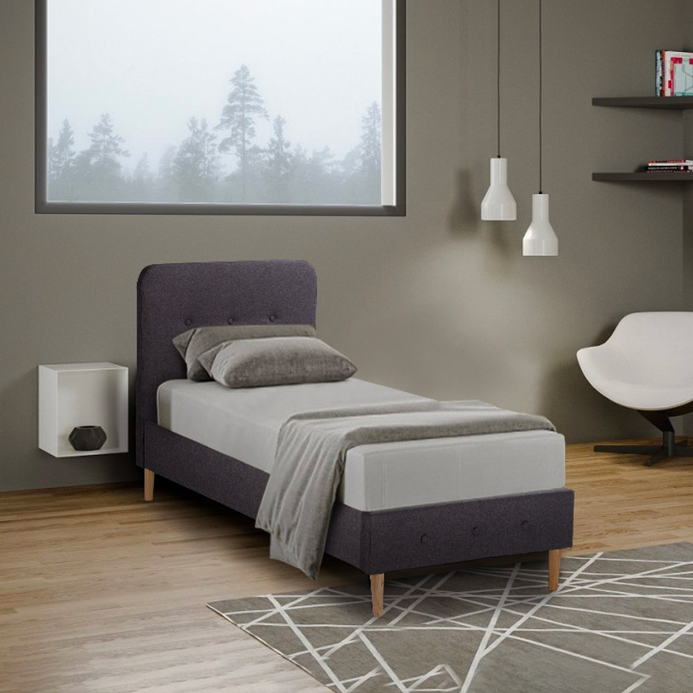Cama individual de una plaza diseño Nórdico tejido de madera y con red 80x190 Friborg Twin