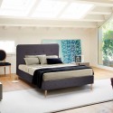 Cama francesa de plaza y media tela nórdica y madera con red 120x190 Friborg Promoción