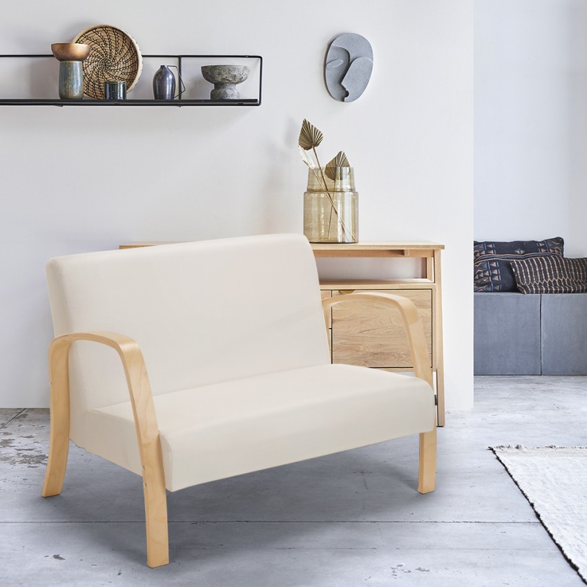 Sofá de madera y tela para sala de espera y estudio de diseño Esbjerg Venta