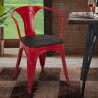 sillas de comedor de metal y madera estilo industrial steel wood arm Compra