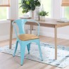 sillas de comedor de metal y madera estilo industrial steel wood arm light 
