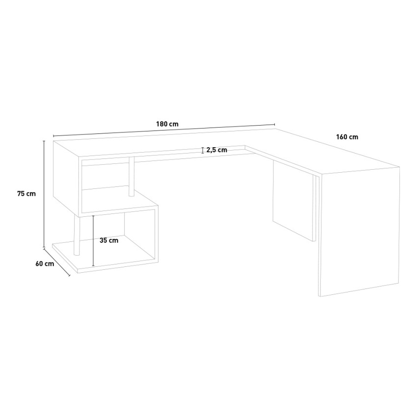 Vilnis WD moderno escritorio de oficina esquinero de 160/180cm en