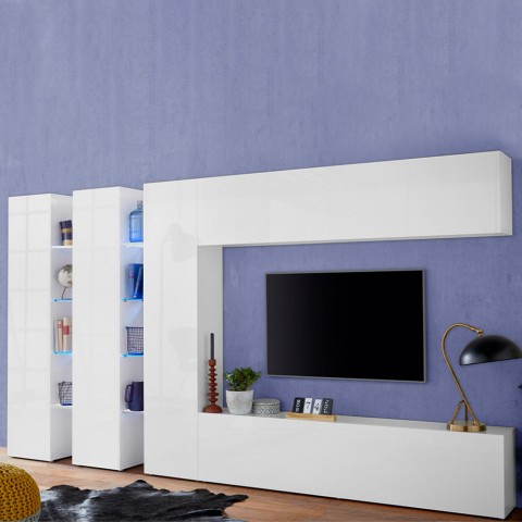 Mueble TV mural blanco 3...