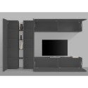 Mueble TV negro moderno 2 armarios 4 estantes Nota Twin Descueto