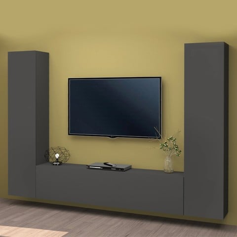 Vibe RT mueble TV moderno gris colgado sistema pared 2 armarios Promoción