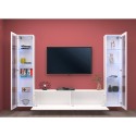 Sistema de pared suspendida blanco sala de estar TV gabinete 2 vitrinas Liv WH Catálogo