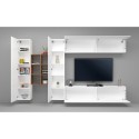 Mueble TV pared blanco colgado 2 armarios librería Sid WH Rebajas