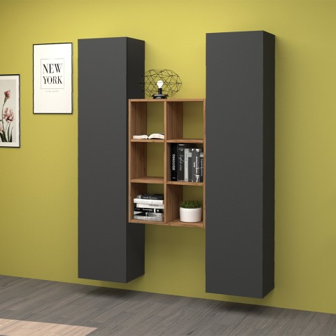 Moderna estantería de madera de pared 2 armarios sala de estar Gemy RT Promoción