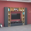 Soporte de TV moderno estantería de almacenamiento de pared de madera negro Arkel AP Promoción