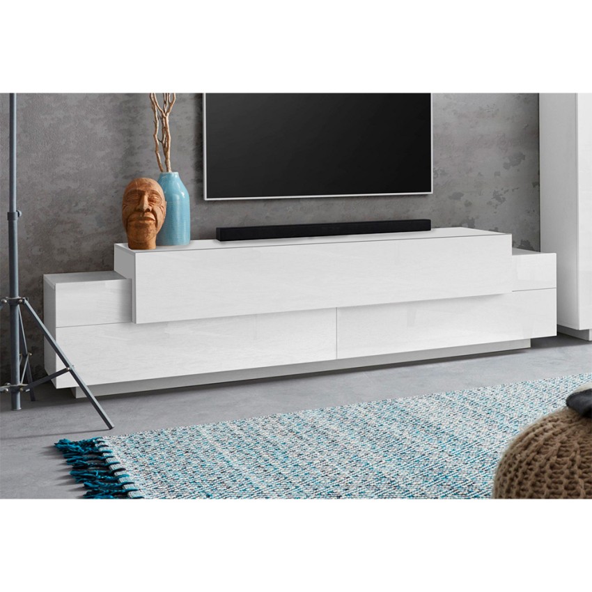 Mueble TV BEST blanco lacado 200 cm