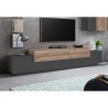 Mueble TV diseño moderno 240cm gris y madera Corona Low Hound Descueto