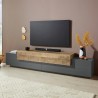Mueble TV diseño moderno 240cm gris y madera Corona Low Hound Promoción
