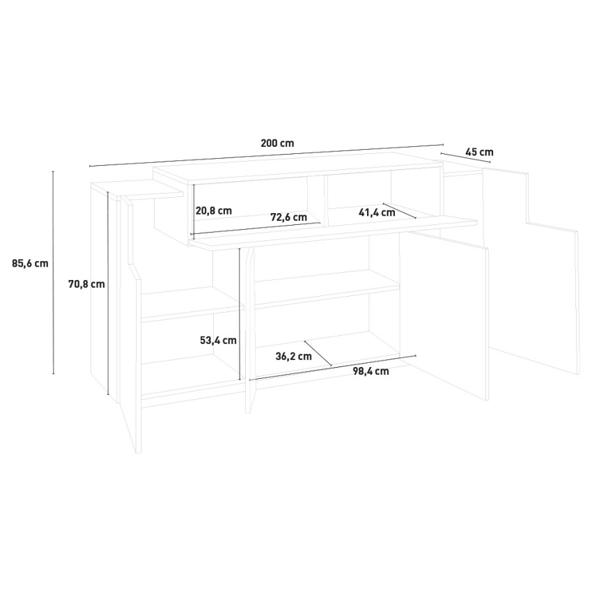 Mueble aparador de 200 cm de ANCHO ❤ 40% Dto