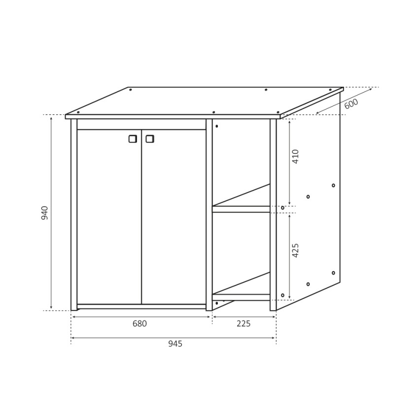 5012PRO Negrari Armario exterior de PVC blanco con 2 compartimentos para  lavadora