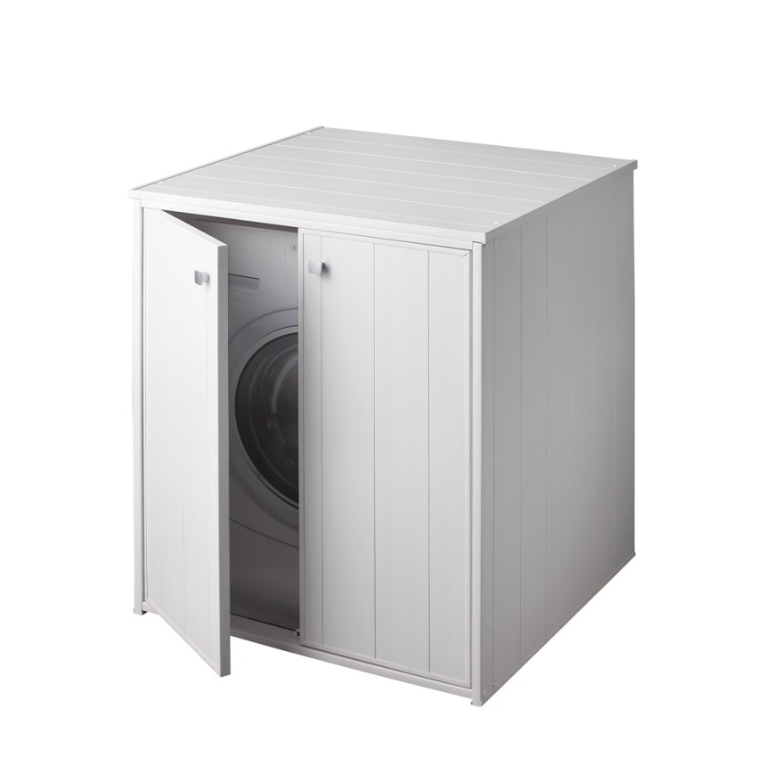 Mueble cubre lavadora salvaespacio de columna con 2 puertas y 2 estantes