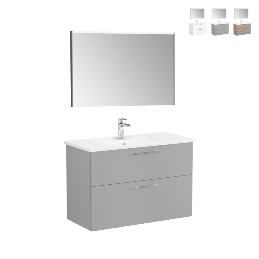 Mueble de baño suspendido lavabo 100cm 2 cajones espejo LED Root VitrA L Venta