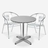 Conjunto mesa redonda 70 cm con 2 sillas de aluminio jardín bar exterior Fizz Promoción