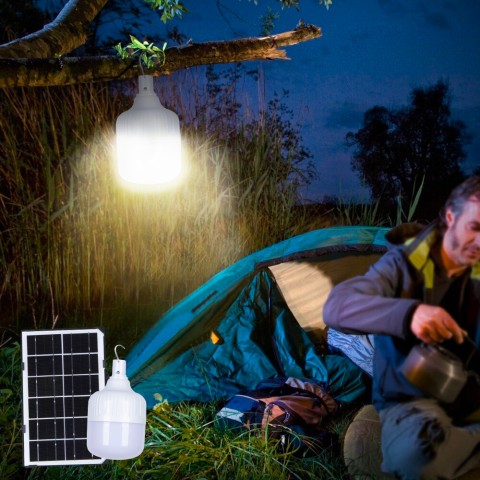 Lámpara LED portátil 50 W para tienda de campaña con panel solar y mando a distancia SunStars Promoción