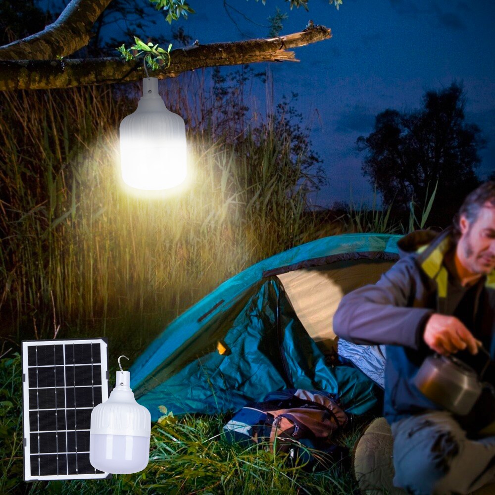 Lámpara LED portátil 50 W para tienda de campaña con panel solar y mando a distancia SunStars