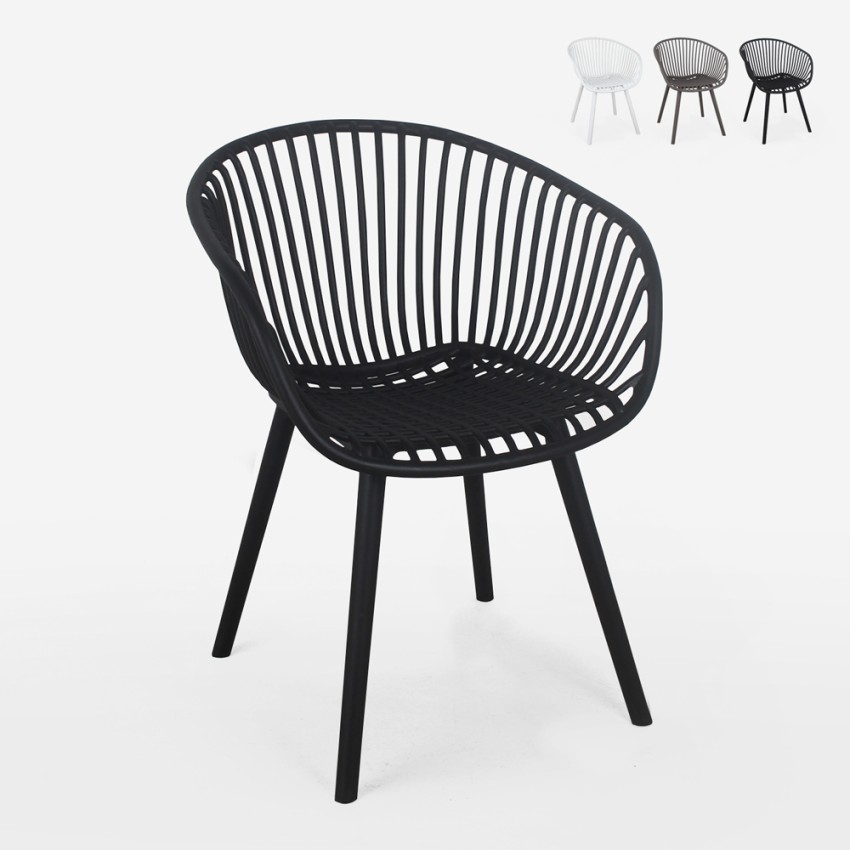 Silla moderna con reposabrazos para jardín cocina comedor Philis Oferta