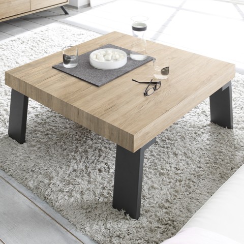 Mesa baja cuadrada de madera 86x86cm para sala de estar Dachshund Palma Promoción