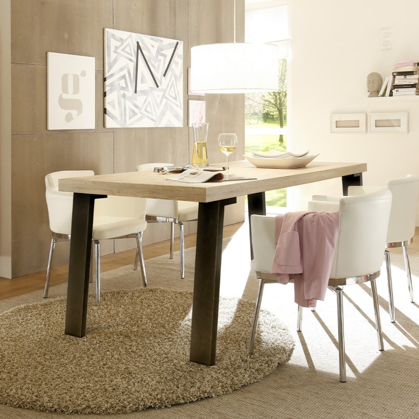 Mesa de comedor estilo industrial 190x90cm madera y hierro Makani Palma Promoción
