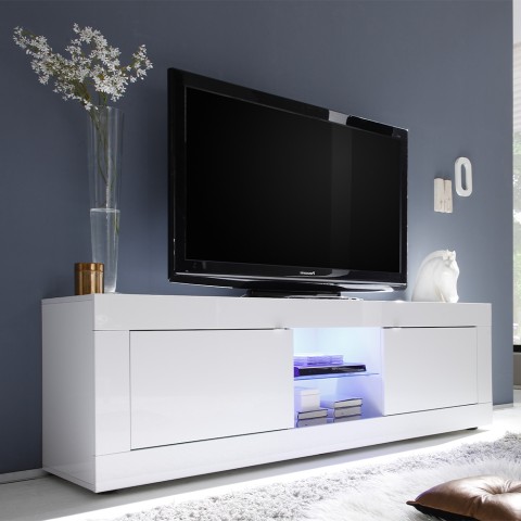 Mueble TV salón moderno blanco brillante 2 puertas Nolux Wh Basic Promoción
