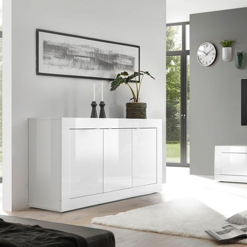 Aparador modelo Osim color blanco - Todo el mueble en alto brillo 
