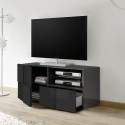 Mueble TV moderno con puerta cajón a cuadros antracita Petite Rt Dama Descueto