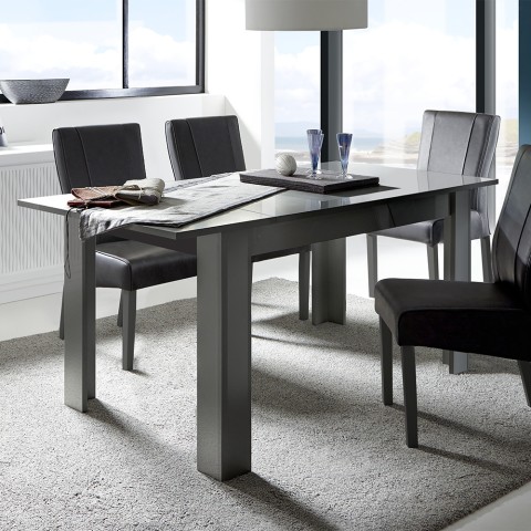 Mesa extensible 90x137-185cm antracita brillante moderno Fly Dama Promoción