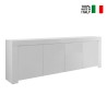 Aparador 4 puertas salón armario 210cm madera blanco brillo Amalfi Wh XL Venta