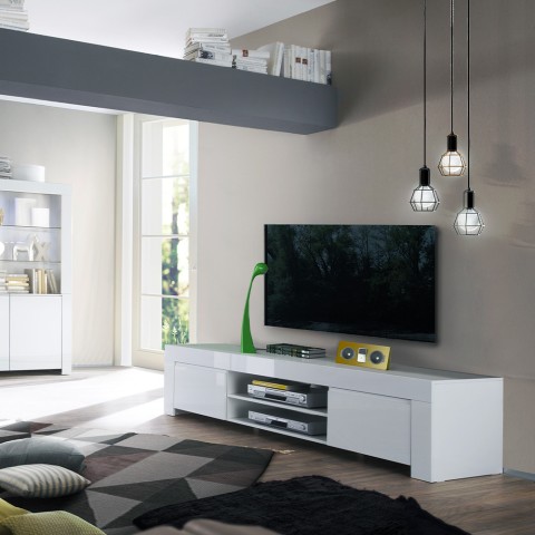 Mueble TV moderno 2 puertas blanco brillo Tab Amalfi Promoción