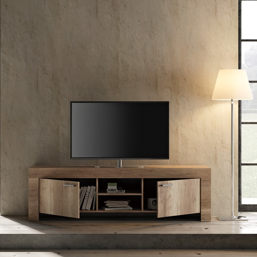 Mueble TV patas madera de diseño 160 cm BOX