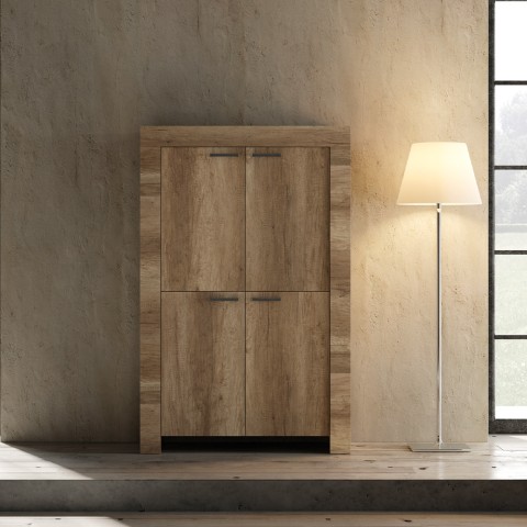 Armario alto cocina armario salón en madera 4 puertas Moyen Land Promoción